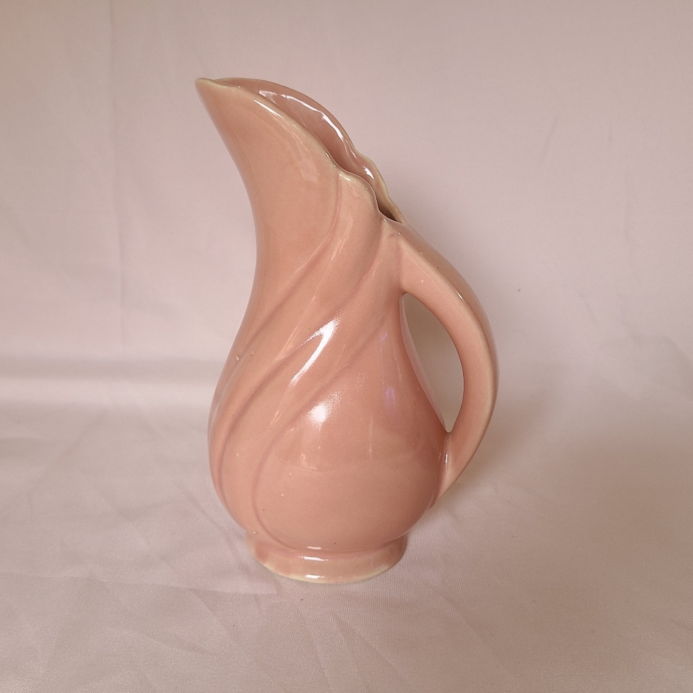 Vintage Shawnee Pottery Pastel Pink Swirl Design Pitcher USA 8" Small Creamer
